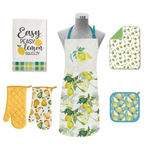 Custom Printed Logo Design Economy Cottn Polyester Kitchen Chef Apron Cooking Design Oven Gloves Tea Towel Apron Set