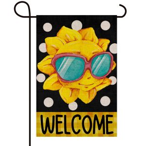 Welcome Summer for Outside 12.5x18 Inch Double Sided Burlap Garden Flag