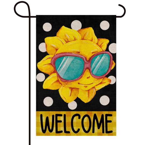 Welcome Summer for Outside 12.5x18 Inch Double Sided Burlap Garden Flag
