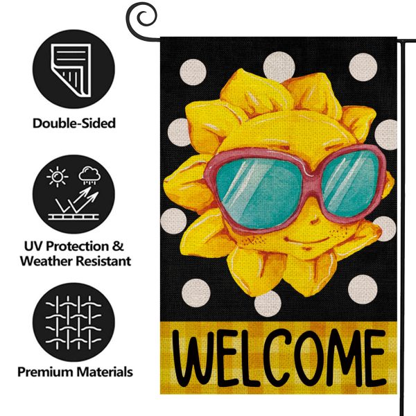 Welcome Summer for Outside 12.5x18 Inch Double Sided Burlap Garden Flag