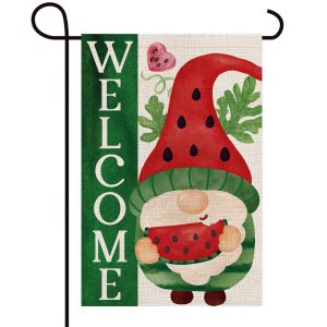 Welcome Sign Summer Gnome 12.5×18 Inch Double Sided Garden Flag
