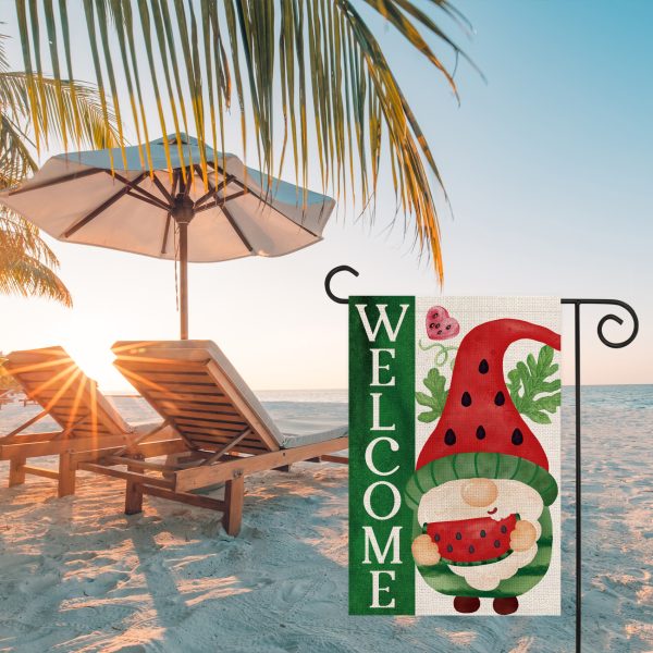 Welcome Sign Summer Gnome 12.5×18 Inch Double Sided Garden Flag