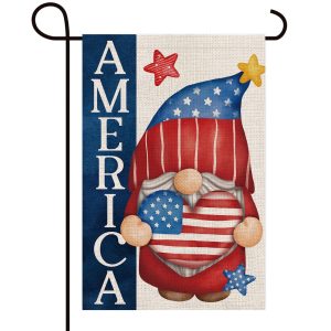 USA Patriotic Gnome With Stars and Stripes Love Heart