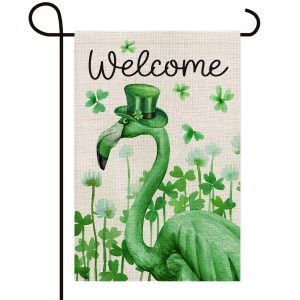 Welcome Top Hat Flamingo with Shamrocks Decoration St.Patrick's Day