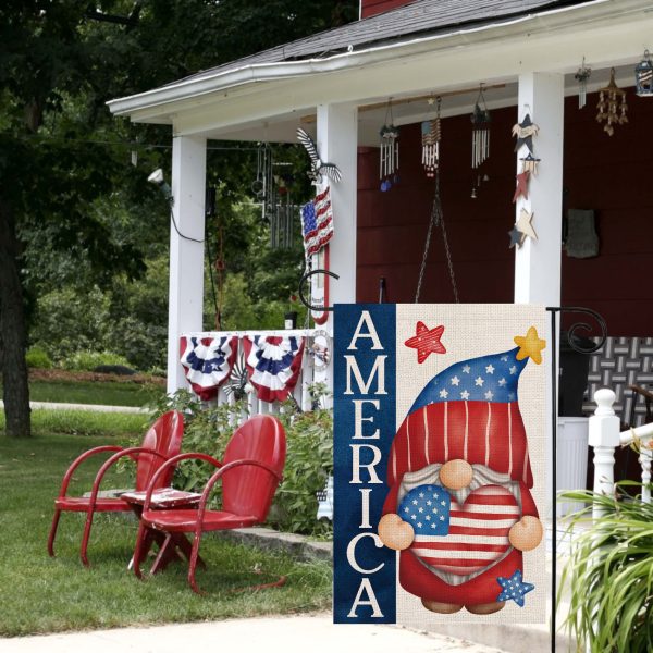 USA Patriotic Gnome With Stars and Stripes Love Heart