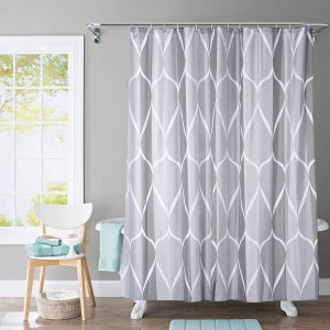 luxury shower curtain with hook green stripes
