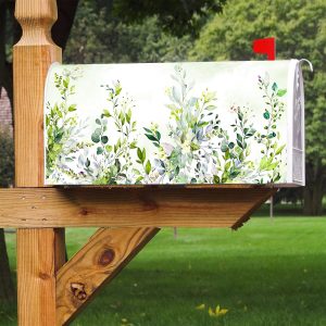 Texupday Watercolor Green Eucalyptus Leaves Decoration Mailbox Cover