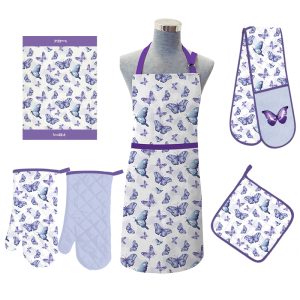 Kitchen Set-Apron Pot Holders Hot pads Oven gloves Tea Towels