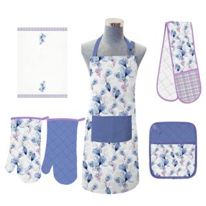 Kitchen Set-Apron Pot Holders Hot pads Oven gloves Tea Towels