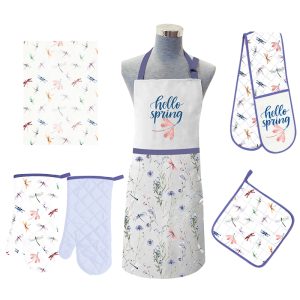 Get everything you need to get sizzling in the kitchen! Featuring our essential Tea Towels, Apron, Oven Mitts, & Pot Holders.