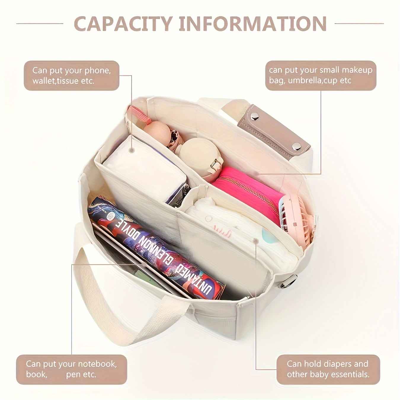 Canvas Tote Bag with Multi-Pocket