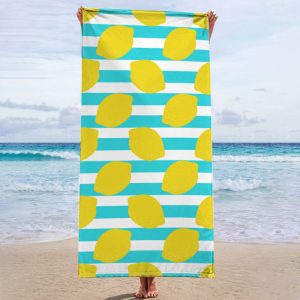 Summer lemon stripes Beach Towel