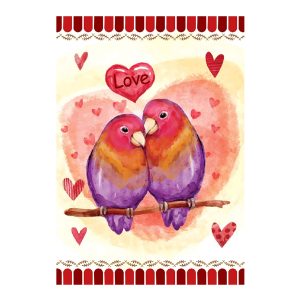 Valentine birds Love Heart Garden Flag