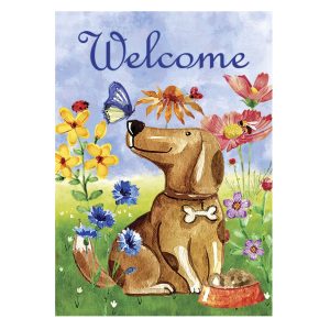 Welcome Spring Cute dog Garden Flag