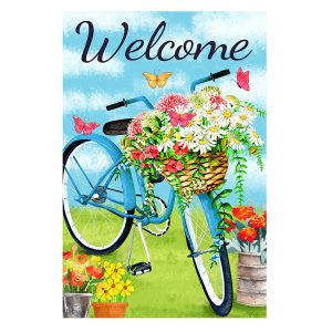 Welcome Bicycle Flower Garden Flag