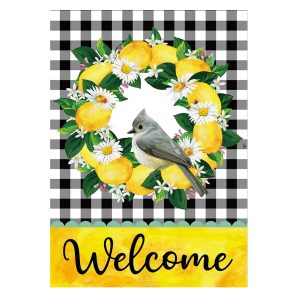 Lemons & Birds Welcome Garden Flag