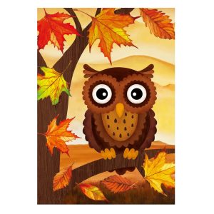 Owl Maple Leaves Autumn Garden Flag