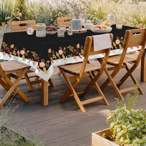 Birds Flowers Waterproof Fabric Tablecloth