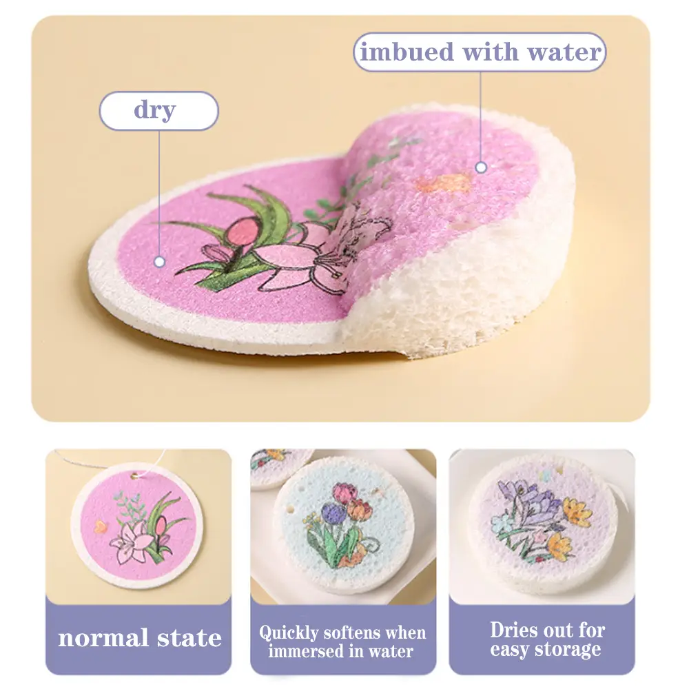 Texupday Flowers Round Swedish Dishcloths