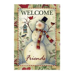 Winter Snowman Welcome Friends Garden Flag
