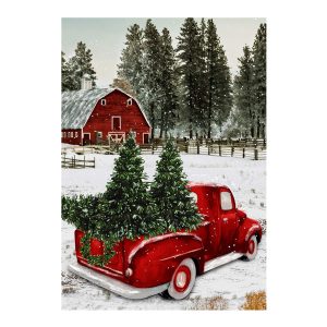 Winter Christmas Red Truck Garden Flag